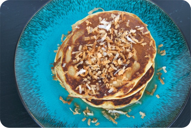 toasted coconut pancakes